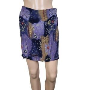 Vintage Sag Harbor Floral Geometric Rayon Crinkle Colorblock Skort